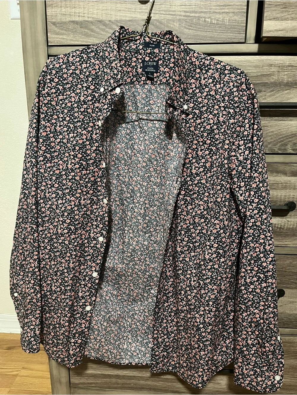 J. Crew Men’s Navy Button-Down Shirt with Pink Floral Print